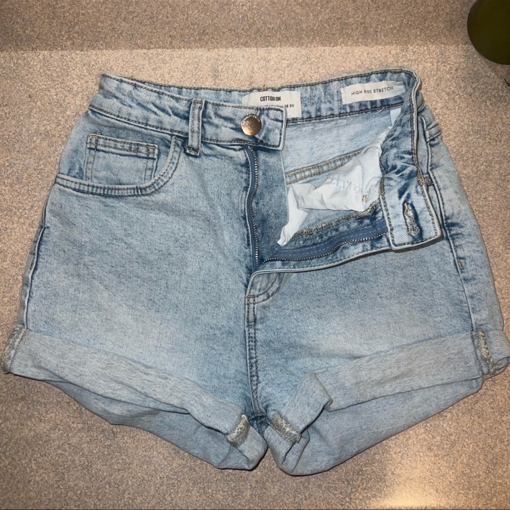Cotton On Blue Jean Shorts High-Waisted Distressed